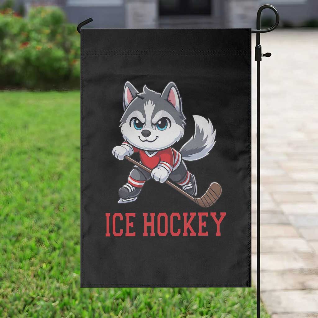 Funny Husky Playing Ice Hockey Garden Flag Gift For Dog Lovers TS12 Print Your Wear