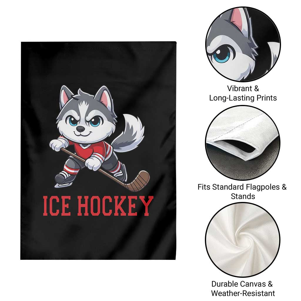Funny Husky Playing Ice Hockey Garden Flag Gift For Dog Lovers TS12 Print Your Wear