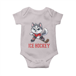 Funny Husky Playing Ice Hockey Baby Onesie Gift For Dog Lovers TS12 Ice Gray Print Your Wear