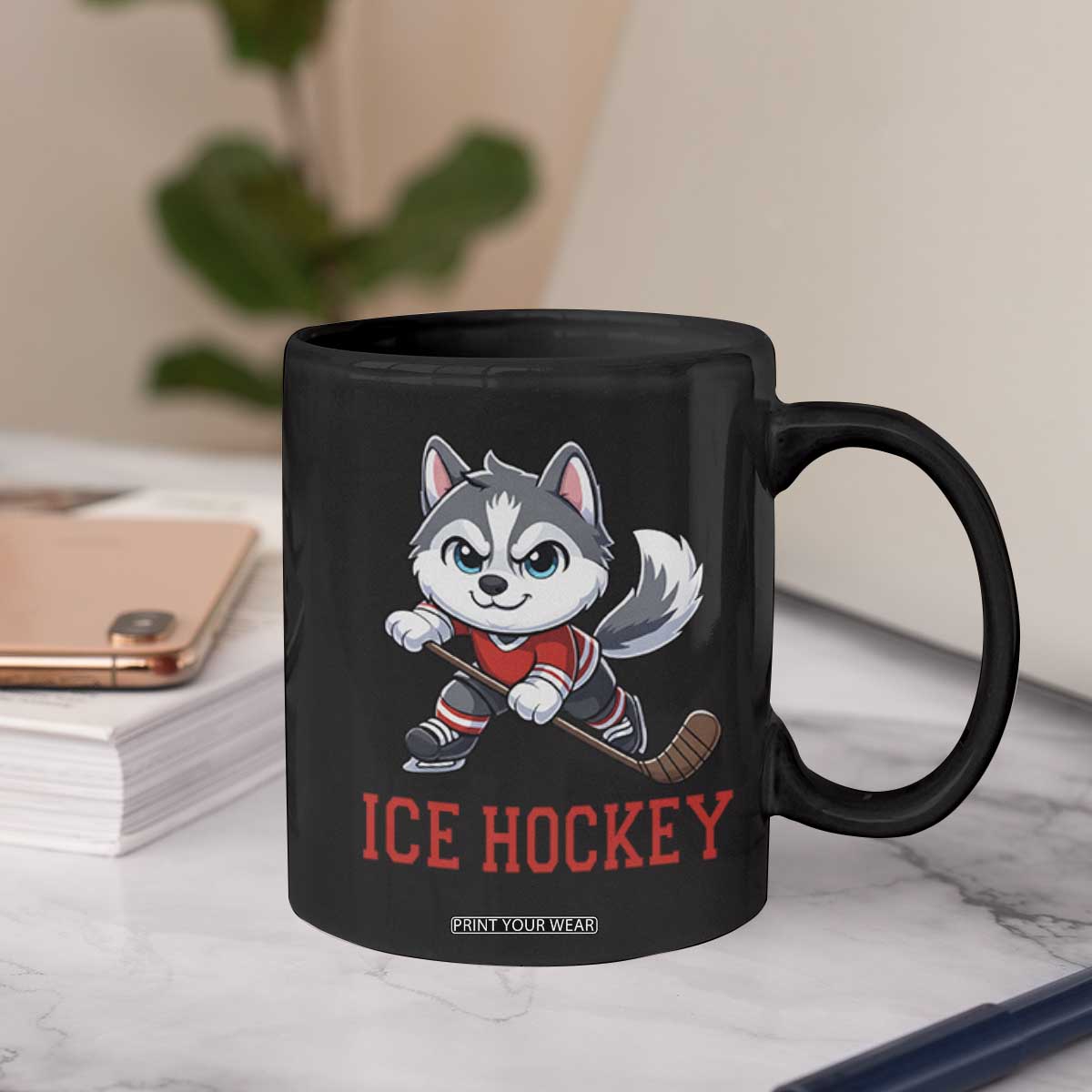 Funny Husky Playing Ice Hockey Coffee Mug Gift For Dog Lovers TS12 Print Your Wear