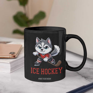 Funny Husky Playing Ice Hockey Coffee Mug Gift For Dog Lovers TS12 Print Your Wear