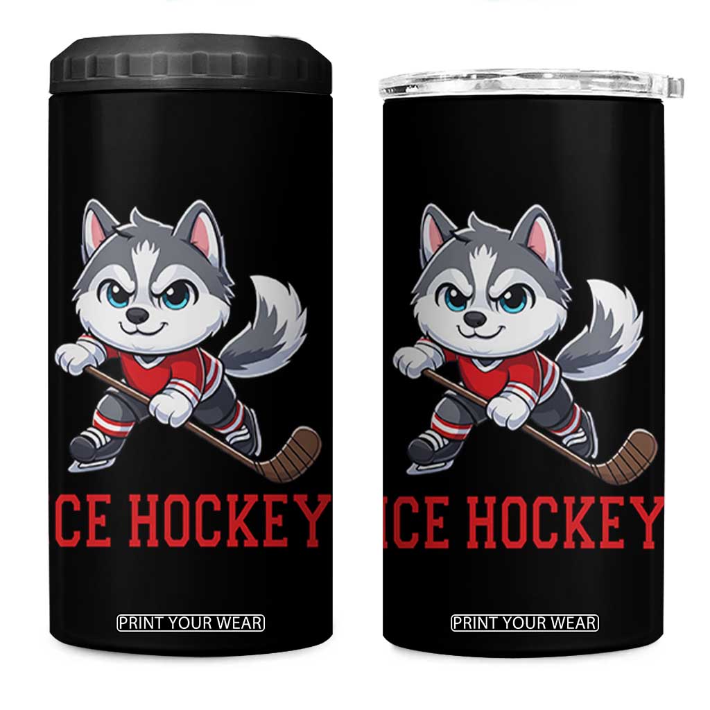 Funny Husky Playing Ice Hockey 4 in 1 Can Cooler Tumbler Gift For Dog Lovers TS12 One Size: 16 oz Black Print Your Wear