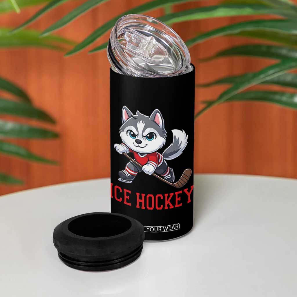 Funny Husky Playing Ice Hockey 4 in 1 Can Cooler Tumbler Gift For Dog Lovers TS12 Print Your Wear