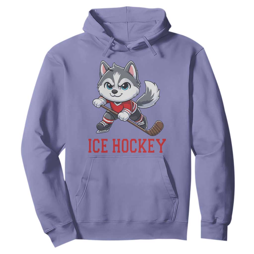 Funny Husky Playing Ice Hockey Hoodie Gift For Dog Lovers TS12 Violet Print Your Wear