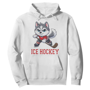 Funny Husky Playing Ice Hockey Hoodie Gift For Dog Lovers TS12 White Print Your Wear