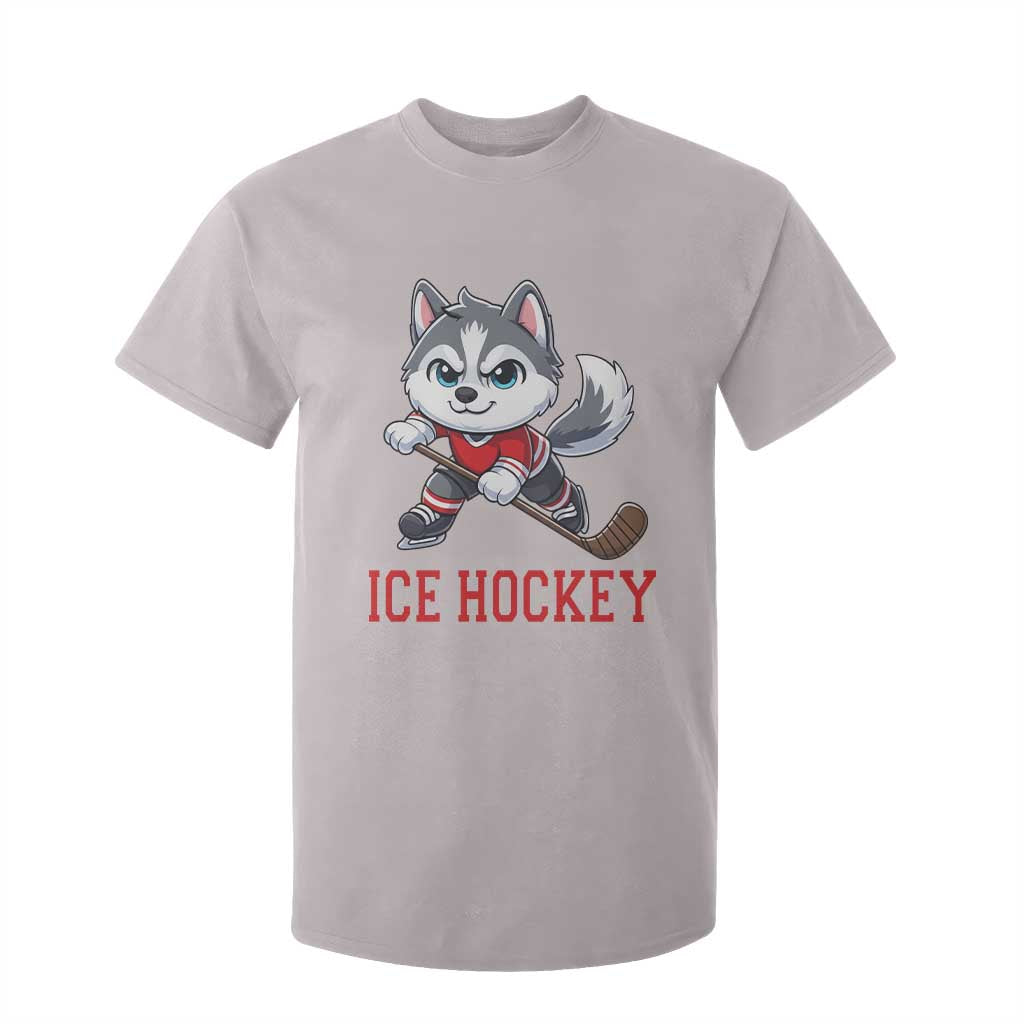 Funny Husky Playing Ice Hockey T Shirt For Kid Gift For Dog Lovers TS12 Ice Gray Print Your Wear