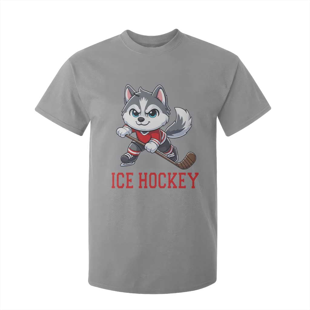 Funny Husky Playing Ice Hockey T Shirt For Kid Gift For Dog Lovers TS12 Sport Gray Print Your Wear