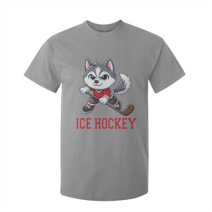 Funny Husky Playing Ice Hockey T Shirt For Kid Gift For Dog Lovers TS12 Sport Gray Print Your Wear
