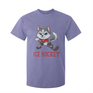 Funny Husky Playing Ice Hockey T Shirt For Kid Gift For Dog Lovers TS12 Violet Print Your Wear