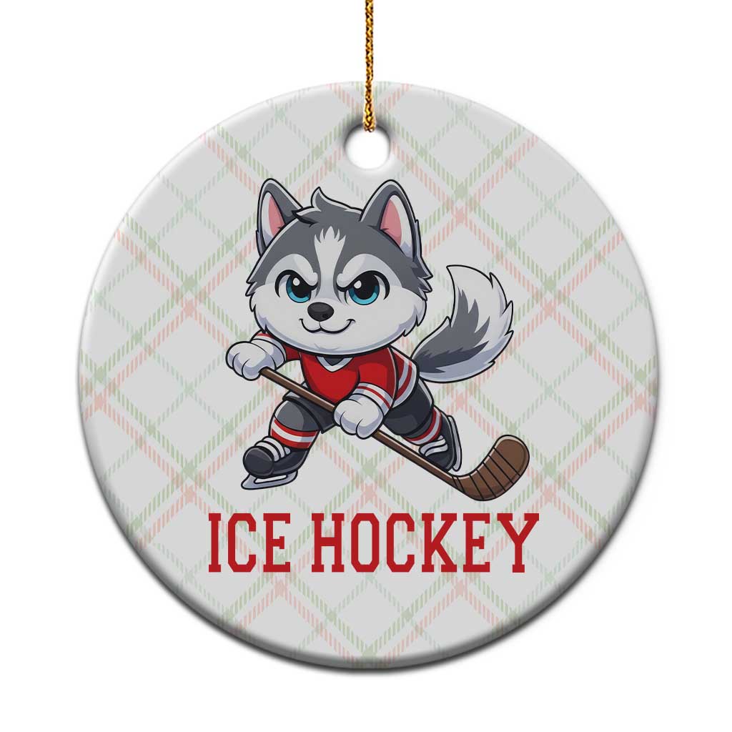 Funny Husky Playing Ice Hockey Ceramic Ornament Gift For Dog Lovers TS12 1pc Christmas Plaid Print Your Wear