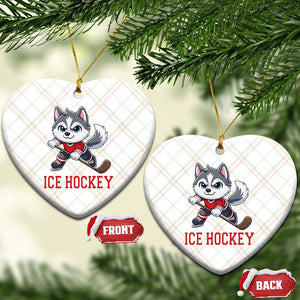 Funny Husky Playing Ice Hockey Ceramic Ornament Gift For Dog Lovers TS12 Print Your Wear