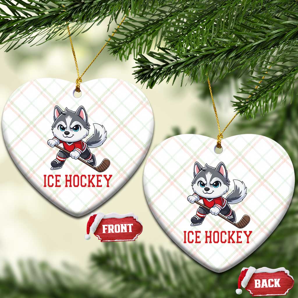 Funny Husky Playing Ice Hockey Ceramic Ornament Gift For Dog Lovers TS12 Print Your Wear