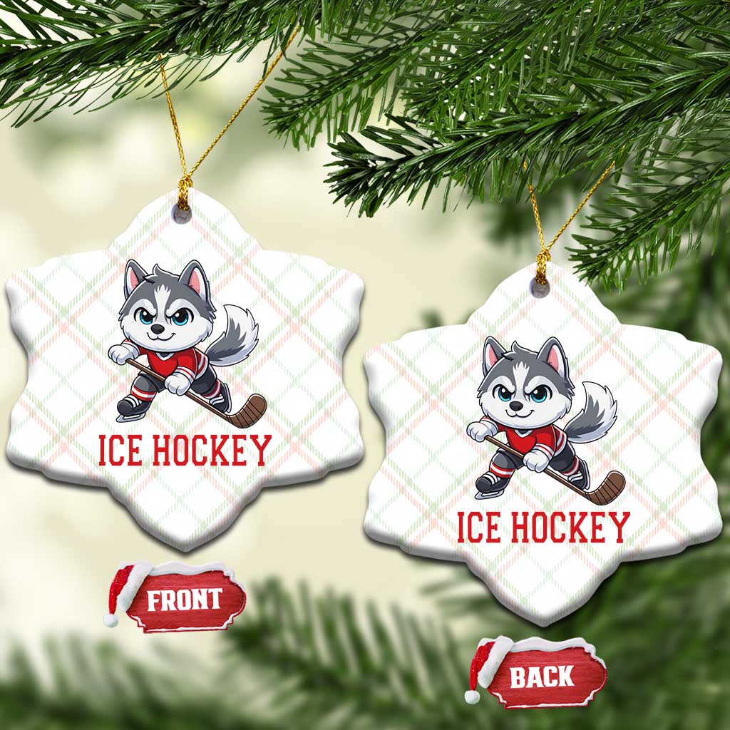 Funny Husky Playing Ice Hockey Ceramic Ornament Gift For Dog Lovers TS12 Print Your Wear