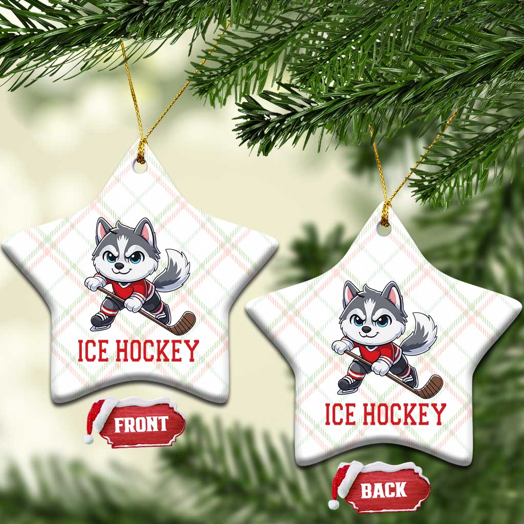 Funny Husky Playing Ice Hockey Ceramic Ornament Gift For Dog Lovers TS12 Print Your Wear