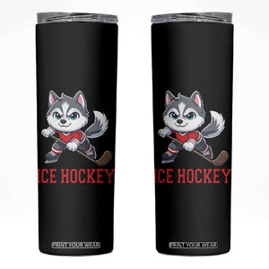 Funny Husky Playing Ice Hockey Skinny Tumbler Gift For Dog Lovers TS12 Black Print Your Wear