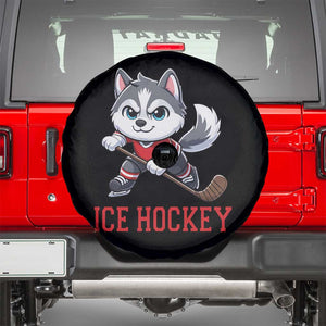 Funny Husky Playing Ice Hockey Spare Tire Cover Gift For Dog Lovers TS12 Black Print Your Wear