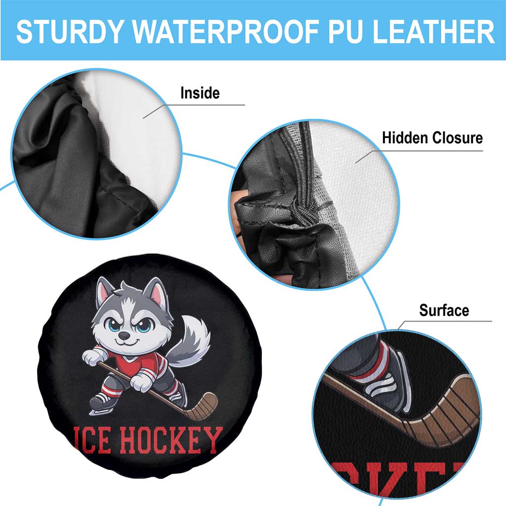 Funny Husky Playing Ice Hockey Spare Tire Cover Gift For Dog Lovers TS12 Print Your Wear