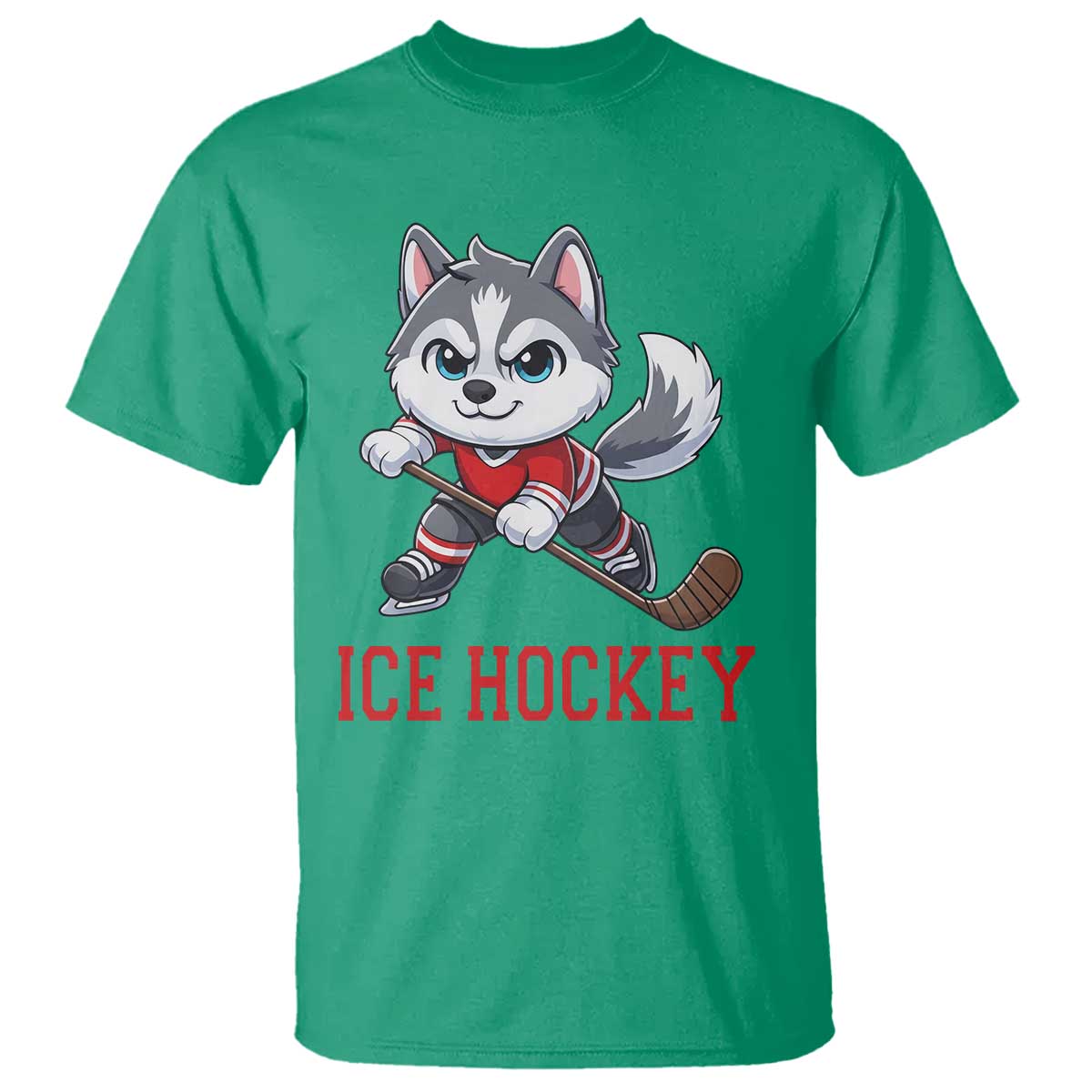 Funny Husky Playing Ice Hockey T Shirt Gift For Dog Lovers TS12 Irish Green Print Your Wear