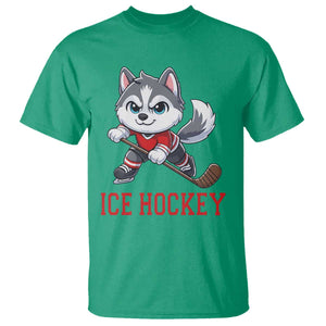 Funny Husky Playing Ice Hockey T Shirt Gift For Dog Lovers TS12 Irish Green Print Your Wear