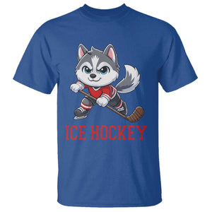 Funny Husky Playing Ice Hockey T Shirt Gift For Dog Lovers TS12 Royal Blue Print Your Wear
