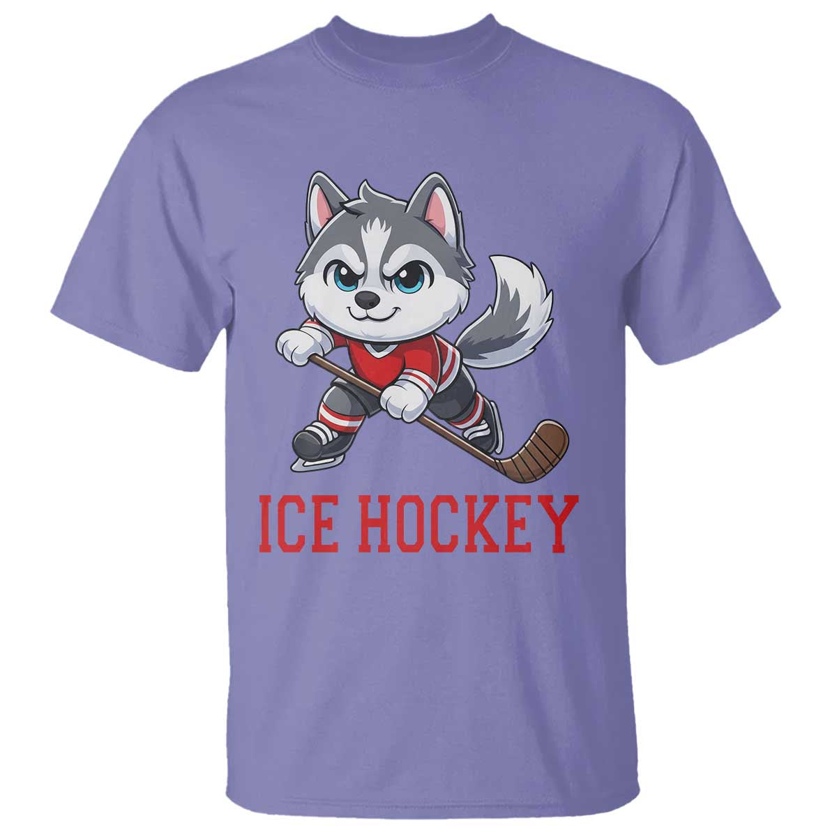 Funny Husky Playing Ice Hockey T Shirt Gift For Dog Lovers TS12 Violet Print Your Wear
