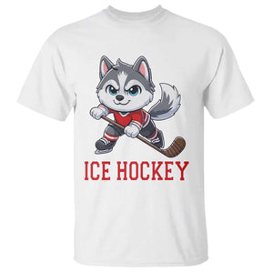Funny Husky Playing Ice Hockey T Shirt Gift For Dog Lovers TS12 White Print Your Wear