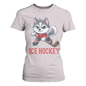 Funny Husky Playing Ice Hockey T Shirt For Women Gift For Dog Lovers TS12 Ice Gray Print Your Wear