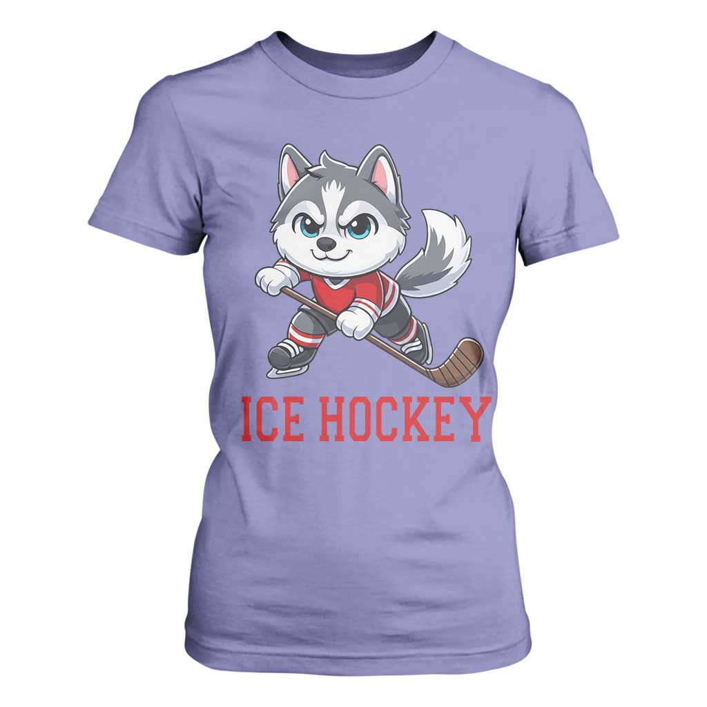 Funny Husky Playing Ice Hockey T Shirt For Women Gift For Dog Lovers TS12 Violet Print Your Wear