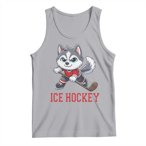 Funny Husky Playing Ice Hockey Tank Top Gift For Dog Lovers TS12 Athletic Heather Print Your Wear