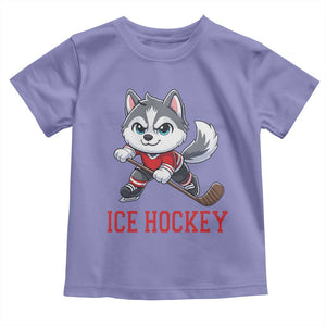 Funny Husky Playing Ice Hockey Toddler T Shirt Gift For Dog Lovers TS12 Violet Print Your Wear