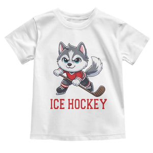Funny Husky Playing Ice Hockey Toddler T Shirt Gift For Dog Lovers TS12 White Print Your Wear