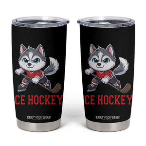 Funny Husky Playing Ice Hockey Tumbler Cup Gift For Dog Lovers TS12 Black Print Your Wear
