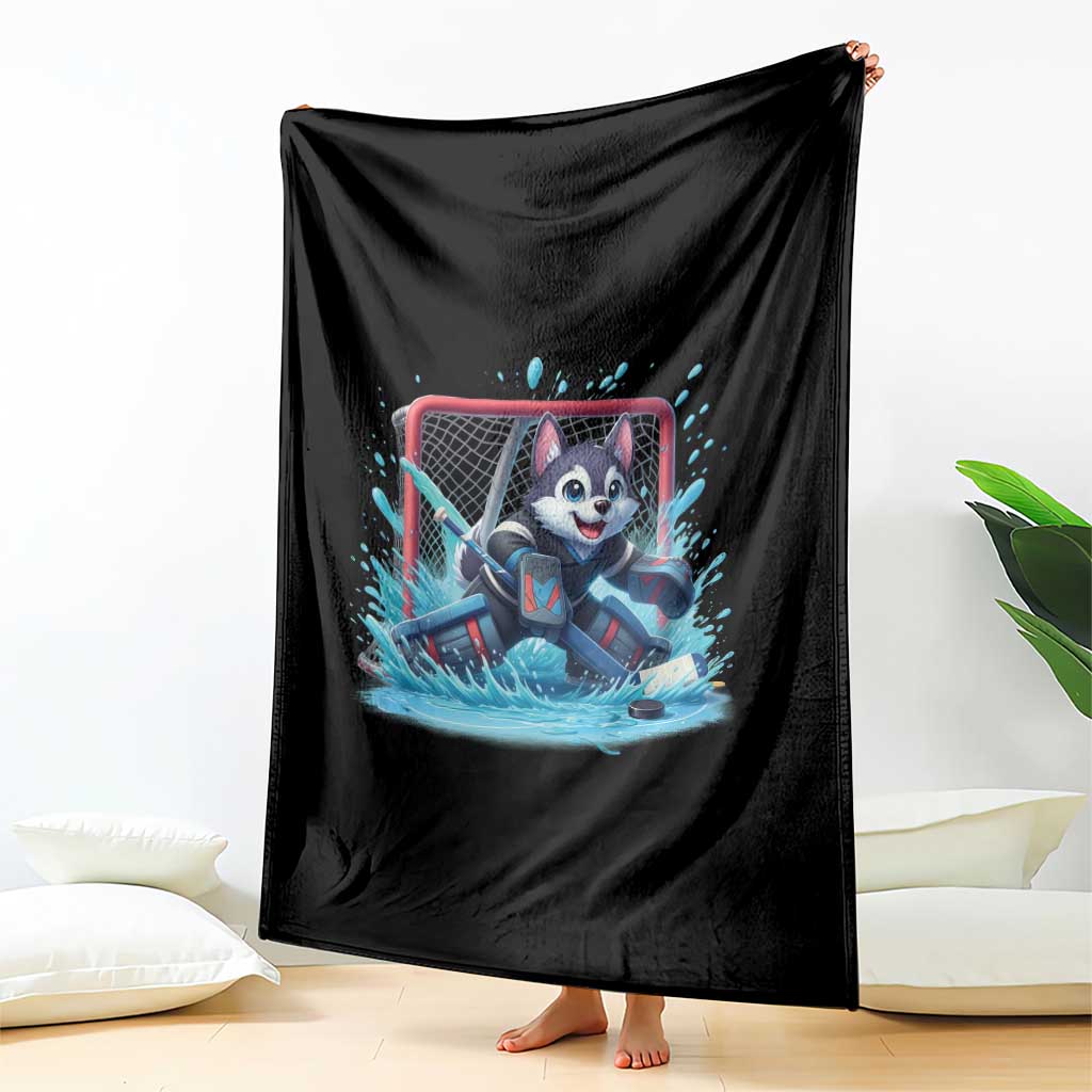 Siberian Husky Ice Hockey Player Throw Blanket Funny Goalie Gift TS12 Print Your Wear