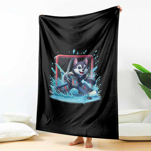 Siberian Husky Ice Hockey Player Throw Blanket Funny Goalie Gift TS12 Print Your Wear