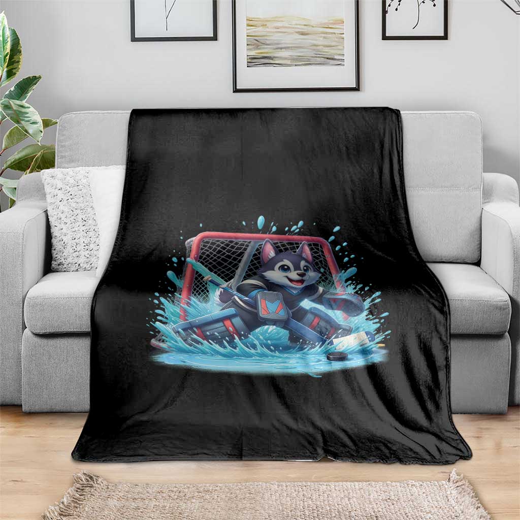 Siberian Husky Ice Hockey Player Throw Blanket Funny Goalie Gift TS12 Print Your Wear