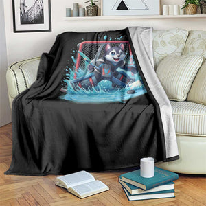 Siberian Husky Ice Hockey Player Throw Blanket Funny Goalie Gift TS12 Print Your Wear