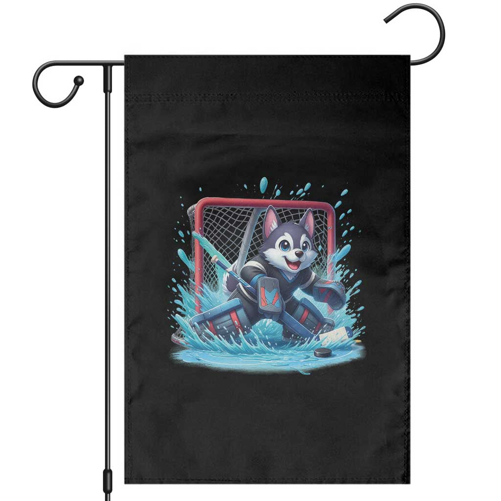 Siberian Husky Ice Hockey Player Garden Flag Funny Goalie Gift TS12 Black Print Your Wear
