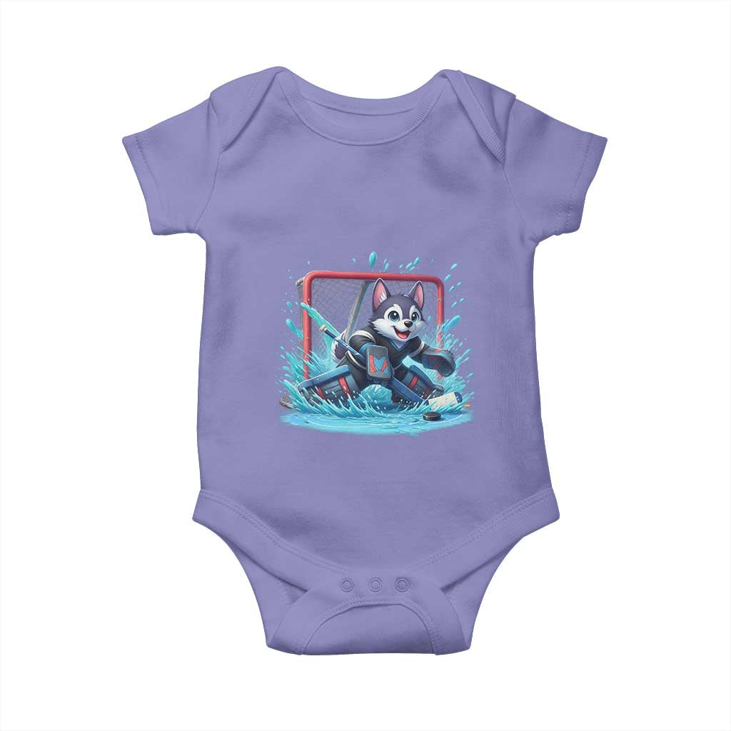 Siberian Husky Ice Hockey Player Baby Onesie Funny Goalie Gift TS12 Violet Print Your Wear