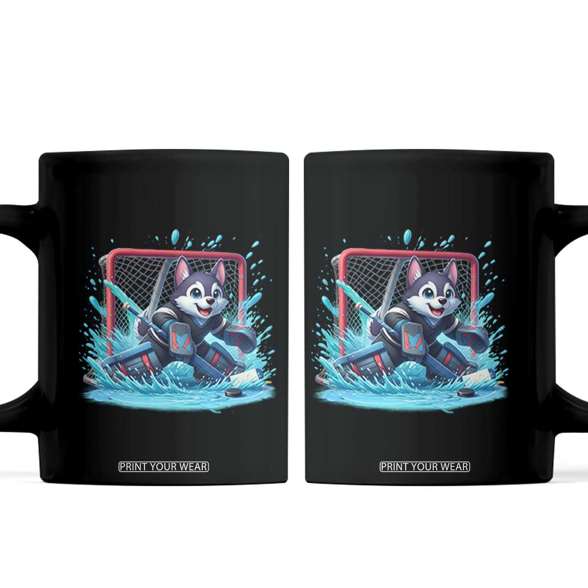 Siberian Husky Ice Hockey Player Coffee Mug Funny Goalie Gift TS12 Black Print Your Wear
