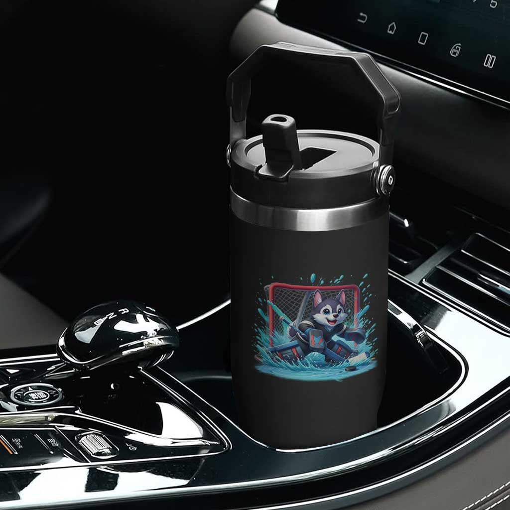 Siberian Husky Ice Hockey Player Flip Straw Tumbler Funny Goalie Gift TS12 Print Your Wear