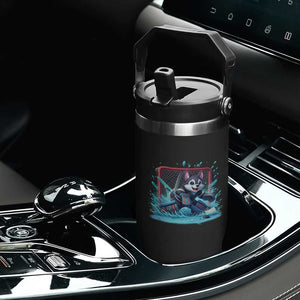 Siberian Husky Ice Hockey Player Flip Straw Tumbler Funny Goalie Gift TS12 Print Your Wear