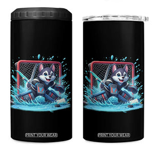 Siberian Husky Ice Hockey Player 4 in 1 Can Cooler Tumbler Funny Goalie Gift TS12 One Size: 16 oz Black Print Your Wear