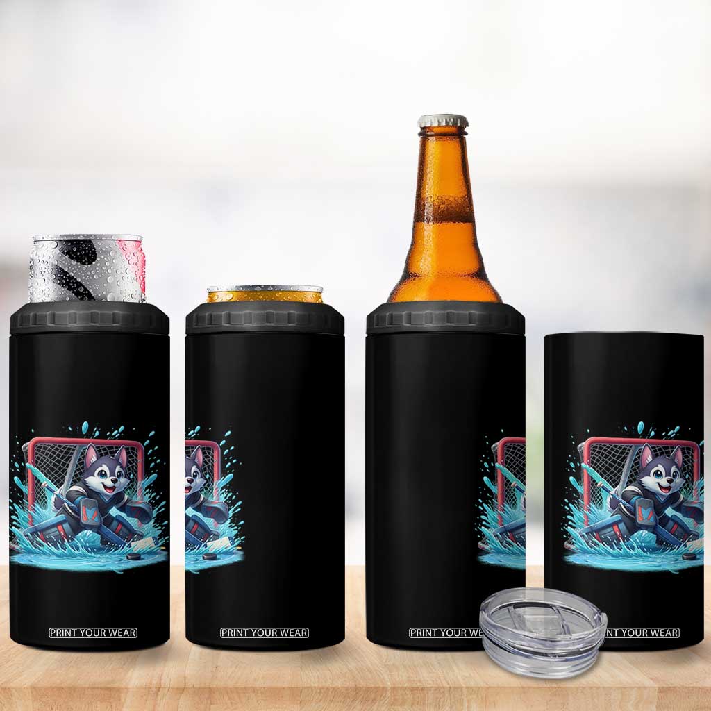 Siberian Husky Ice Hockey Player 4 in 1 Can Cooler Tumbler Funny Goalie Gift TS12 Print Your Wear