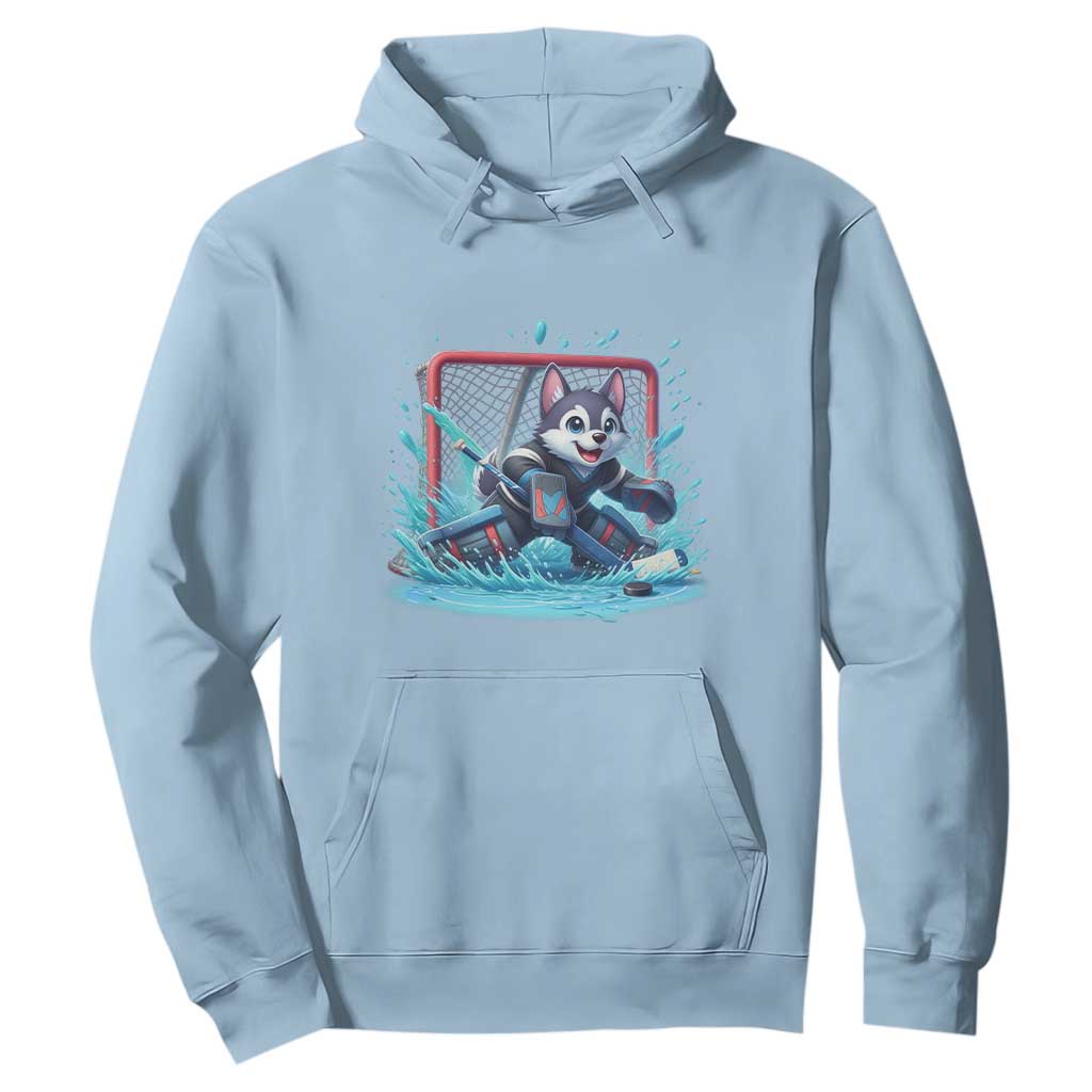Siberian Husky Ice Hockey Player Hoodie Funny Goalie Gift TS12 Light Blue Print Your Wear