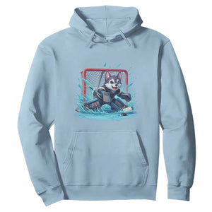 Siberian Husky Ice Hockey Player Hoodie Funny Goalie Gift TS12 Light Blue Print Your Wear