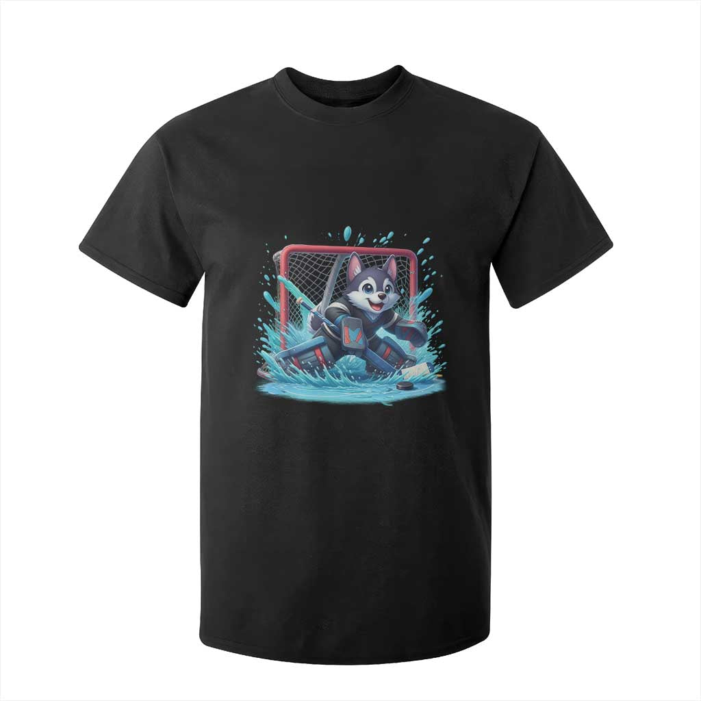 Siberian Husky Ice Hockey Player T Shirt For Kid Funny Goalie Gift TS12 Black Print Your Wear