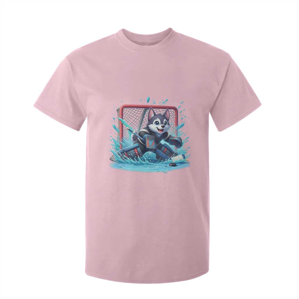 Siberian Husky Ice Hockey Player T Shirt For Kid Funny Goalie Gift TS12 Light Pink Print Your Wear
