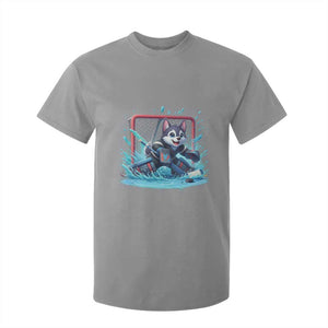 Siberian Husky Ice Hockey Player T Shirt For Kid Funny Goalie Gift TS12 Sport Gray Print Your Wear