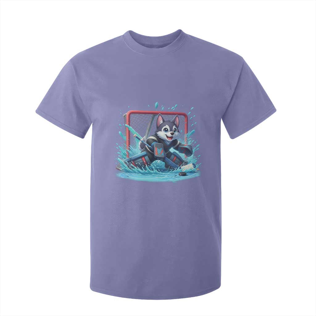 Siberian Husky Ice Hockey Player T Shirt For Kid Funny Goalie Gift TS12 Violet Print Your Wear