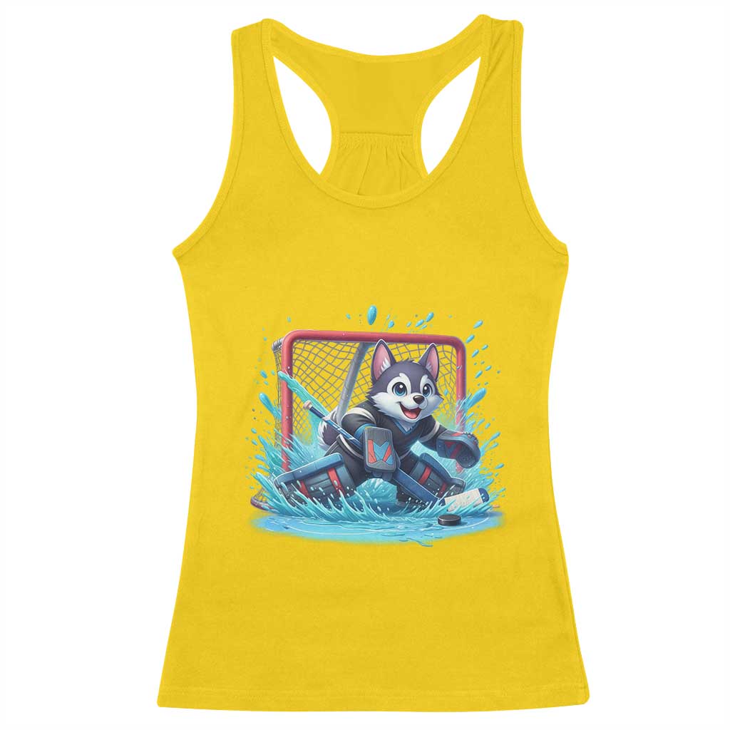 Siberian Husky Ice Hockey Player Racerback Tank Top Funny Goalie Gift TS12 Daisy Print Your Wear